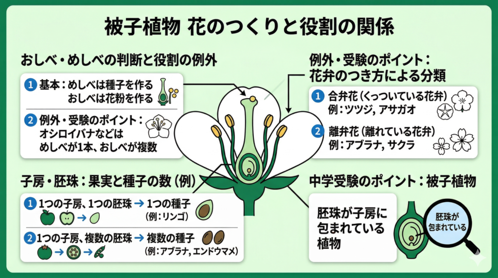 花の各部の名前を示す図
