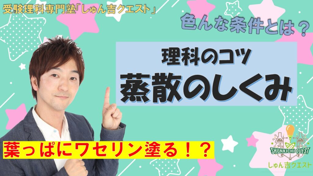 【理科のコツ】蒸散のしくみ 中学受験 理科の個別指導 受験理科専門塾「しゅん吉クエスト」